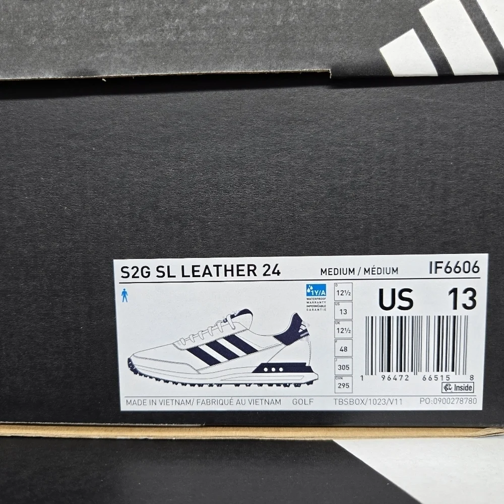 New adidas S2G Spikeless Leather 24 Golf White Navy Men's Shoes Size 13